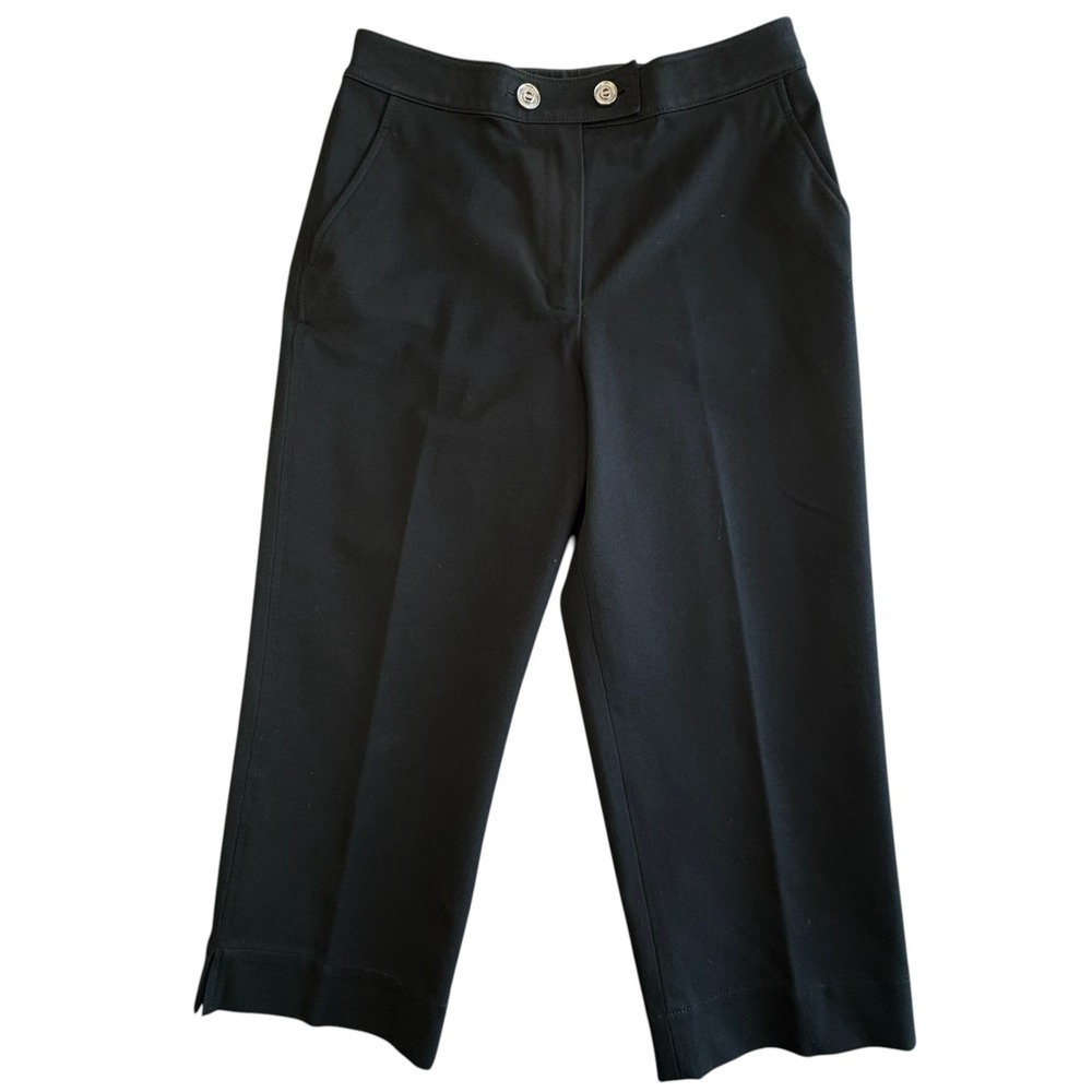 St John Sport Black Stretch Capri Pants Womens 8 Riri Zipper